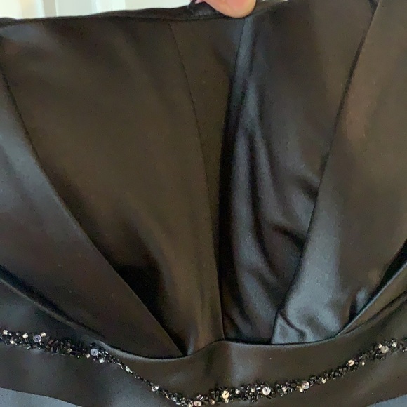 NWT Bill Levkoff Black Curo Satin Bubble Strapless Dress beads & sequins waist 8 - Picture 7 of 15